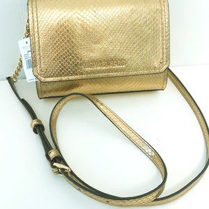 Michael Kors Gold Embossed Leather Crossbody